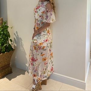 Calvin Klein white flower floral dress pink orange